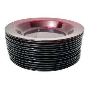 Mid-Century Modern Arcoroc Ruby Red French Large Glass Shallow Bowls- 15 Pieces