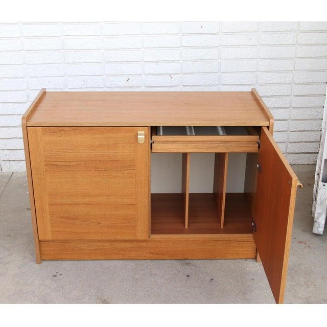 1970s Mid Century Record Cabinet Danish Modern Media Cabinet For Sale - Image 4 of 12