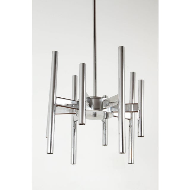 Chrome 1970s Scolari Eight-Arm Chrome Chandelier For Sale - Image 8 of 10