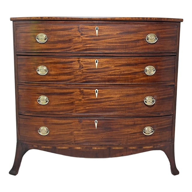 C. 1820 Antique Federal Era Bow Front Chest of Drawers For Sale