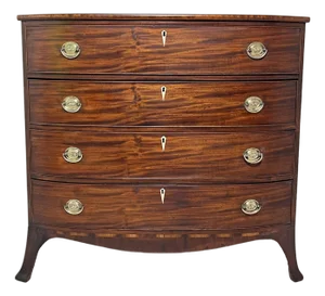 C. 1820 Antique Federal Era Bow Front Chest of Drawers