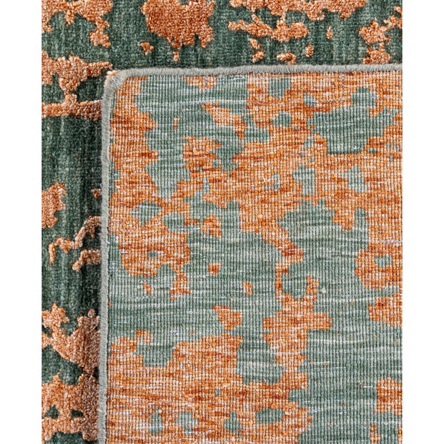 2010s Ikat, One-of-a-Kind Hand-Knotted Area Rug - Green, 9' 2" x 12' 4" For Sale - Image 5 of 8