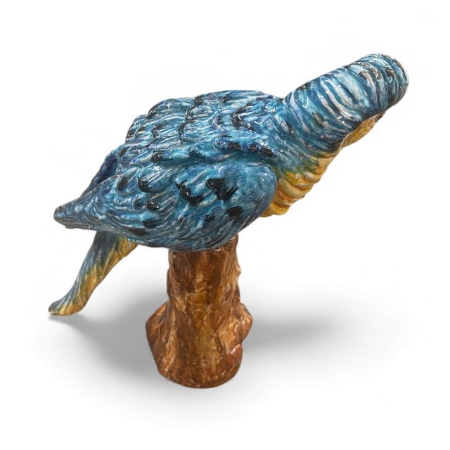 Stunning Vintage Italian Maiolica Parrot on Perch Sculptur For Sale In West Palm - Image 6 of 8