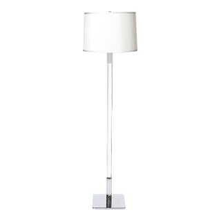 Mid-Century Modernist Floor Lamp in Lucite & Polished Nickel Attributed to Hansen For Sale