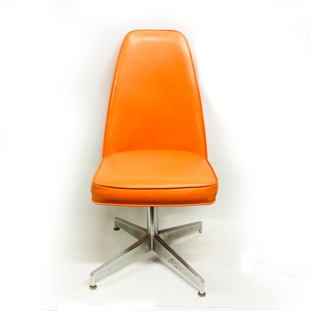 Mid Century Modern Orange Vinyl High Back Chair For Sale In Boston - Image 6 of 12