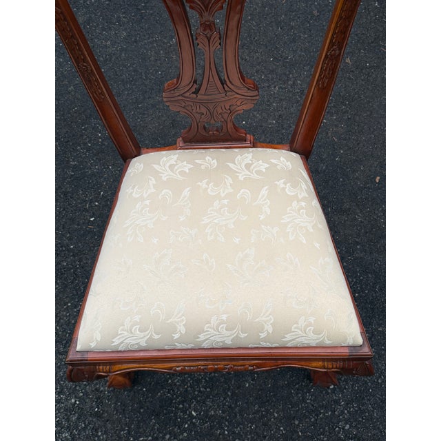Intricately Carved Rustic Mahogany Chippendale Dining Chairs - Set of 2 For Sale - Image 12 of 12