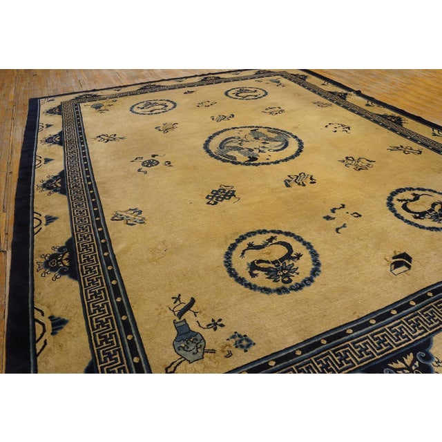 Textile Extraordinary White Ivory Color With Chinoiserie and Animalia Design Antique Chinese Peking Rug For Sale - Image 7 of 12