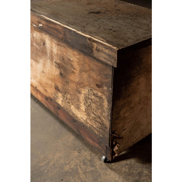 Early 20th Century Monumental Industrial Shop Workbench Cabinet With Labeled Drawers For Sale - Image 16 of 18