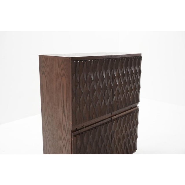 Brutalist Vintage Brutalist Cabinet in Oak from Maison Aurora, Belgium, 1970s For Sale - Image 3 of 11