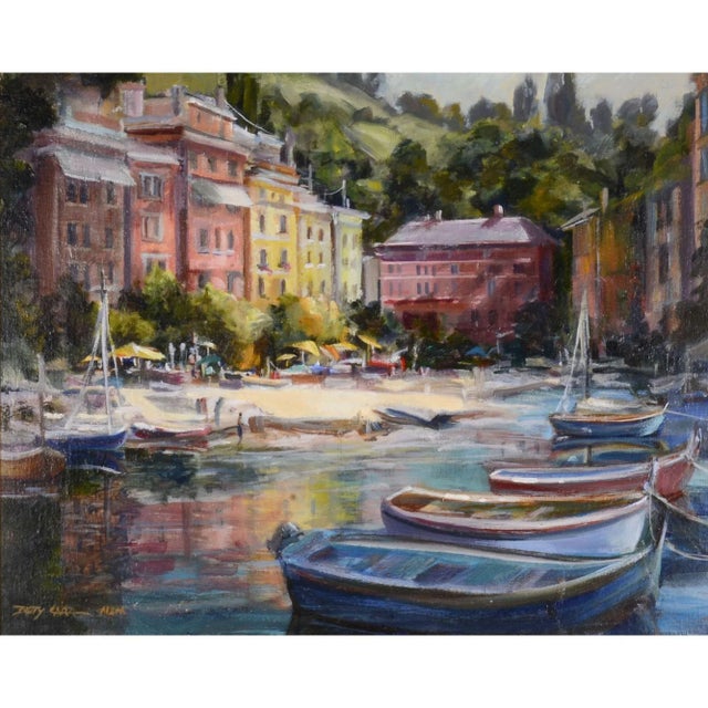 Betty Carr "Italian Retreat" oil on board. This Betty Carr painting comes framed as shown. Dimensions 16″H X 20″W (Image);...