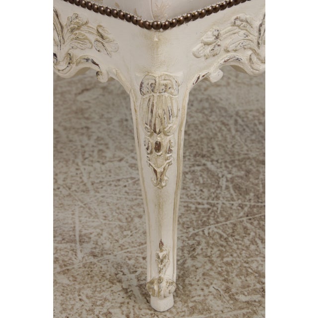 French Style Square Paint Decorated Ottoman or Stool For Sale - Image 11 of 13