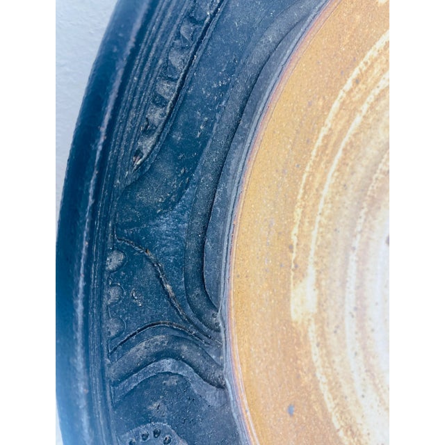 Ceramic Mid Century Vintage Studio Pottery Large Decorator Charger For Sale - Image 7 of 8