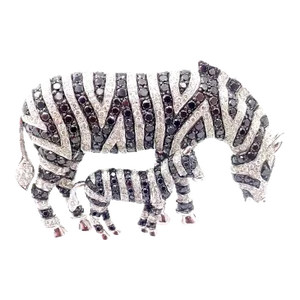 Michele Della Valle 18k White Gold White & Black Diamond Zebra Brooch