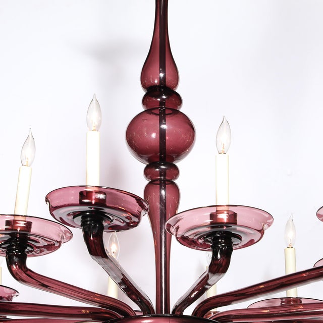 Lorin Marsh Modernist Hand-Blown Classical Amethyst Murano Glass Chandelier by Lorin Marsh For Sale - Image 4 of 18
