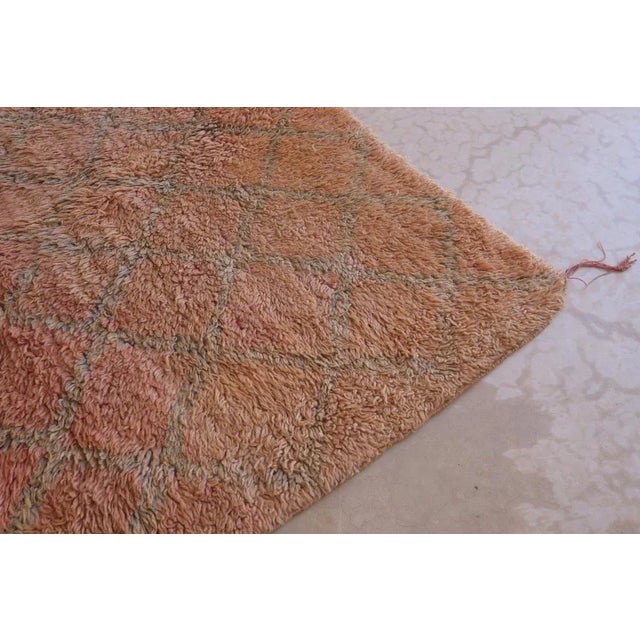 1980's Moroccan Pink Wool Rug - 6.2 X 5.8 Ft For Sale - Image 9 of 10