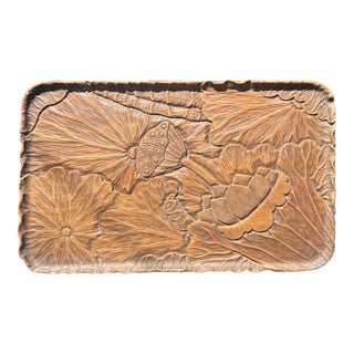 Antique Carved Wood Tray From Liberty of London For Sale