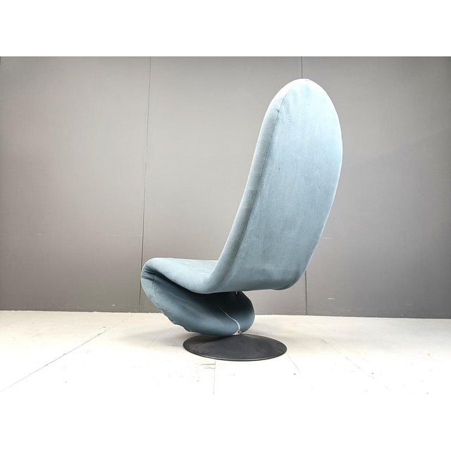 Blue 1-2-3 High Back Chair by Verner Panton for Fritz Hansen, 1970s For Sale - Image 8 of 9