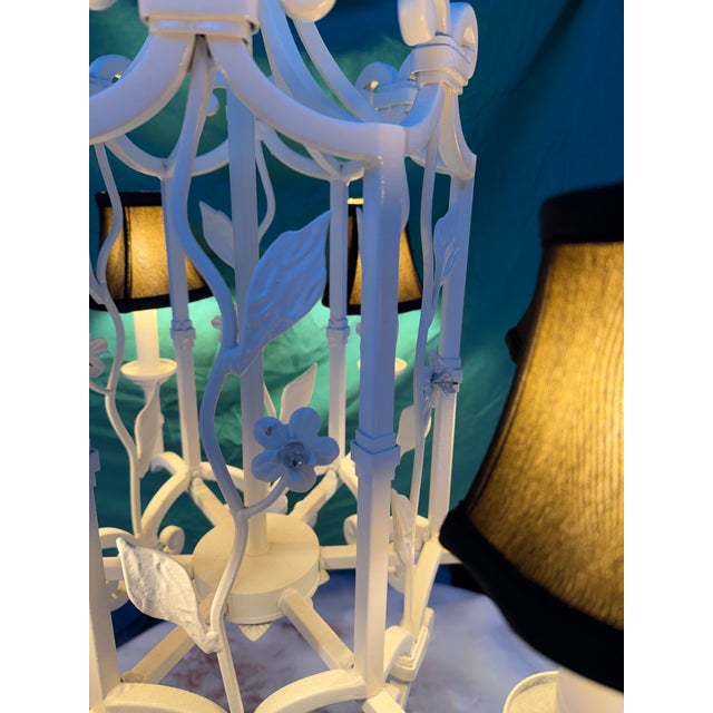 Vintage 6-Light Palm Beach Regency Floral Pagoda-Style Chandelier For Sale - Image 9 of 12