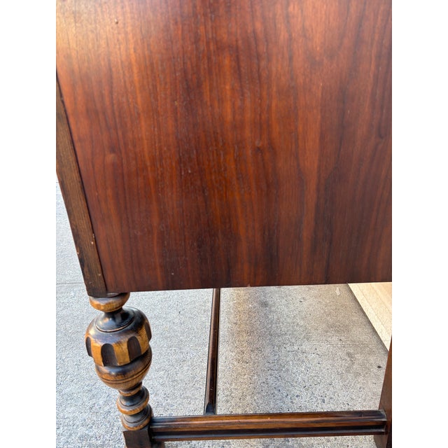 Early 20th Century Antique Jacobean Revival Sideboard | Walnut Tudor Style Buffet | Carved Wood Credenza | Vintage English Manor Cabinet | Antique Dining Room For Sale - Image 5 of 12