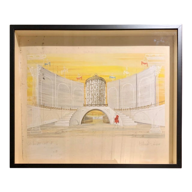 1960s Framed Watercolor Stage Rendering of Titus Andronicus by William Simmons For Sale