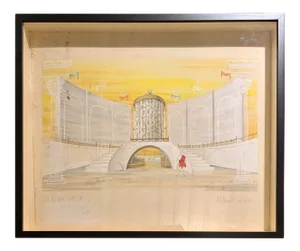 1960s Framed Watercolor Stage Rendering of Titus Andronicus by William Simmons