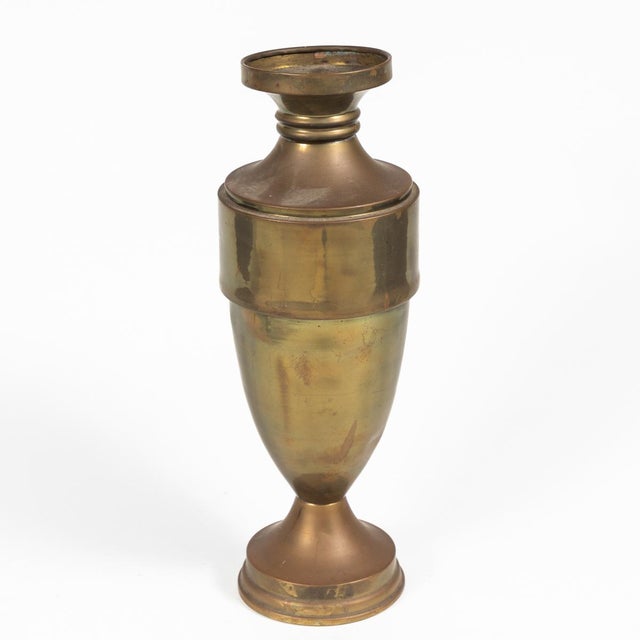 Brass Vase Brass Urn or Vase With Dark Bronze Like Patina on Weighted 