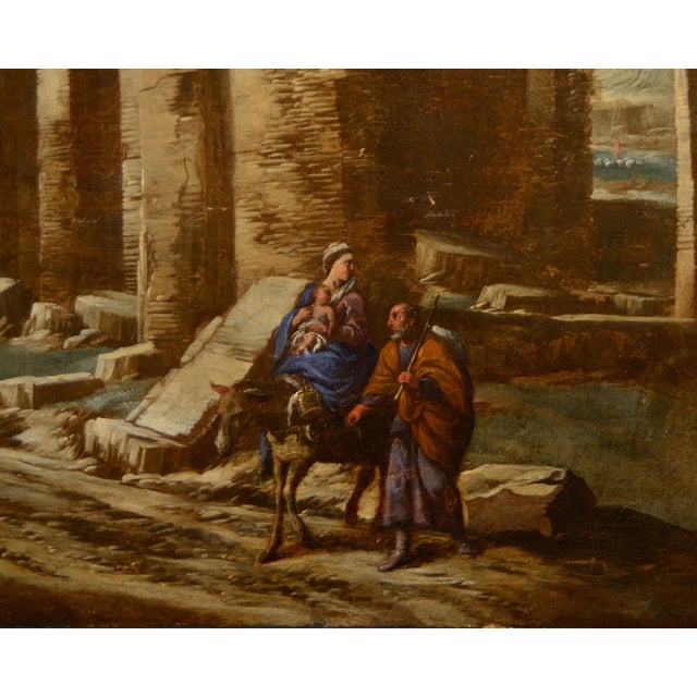 Circle of Antonio Travi / Il Sestri, Landscape Capriccio, 1630, Oil on Canvas, Framed For Sale - Image 7 of 14