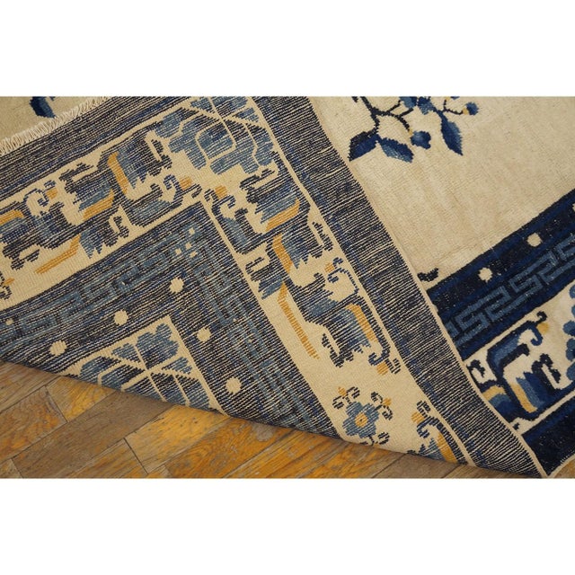 Small 1920s Classic Greek Key Medallion Antique Chinese Peking Rug 6'5" X 9' For Sale - Image 9 of 9