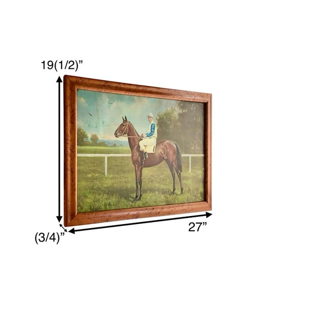 This art is a reproduction of an Art R. Atkinson Fox tin chromolithograph featuring a Kentucky Derby horse jockey. This...