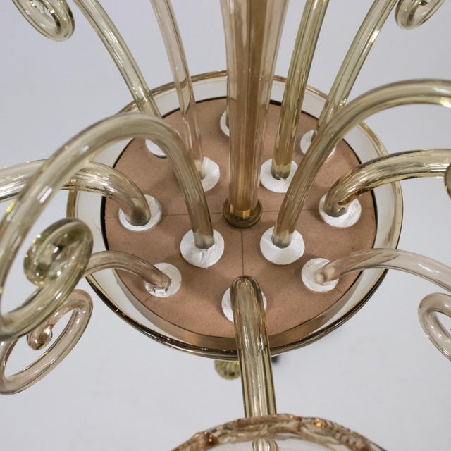Amber Mid Century Neo-Rococo Golden Amber Murano Chandelier For Sale - Image 8 of 12