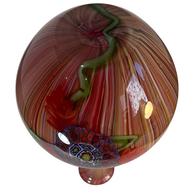 Murano Millefiori Floral Medallion Filigrana Art Glass Vase For Sale - Image 16 of 18
