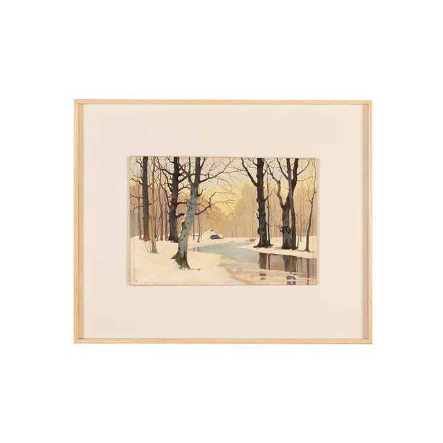 Winter Forest, Early 20th-Century, Oil on Plate, Framed For Sale