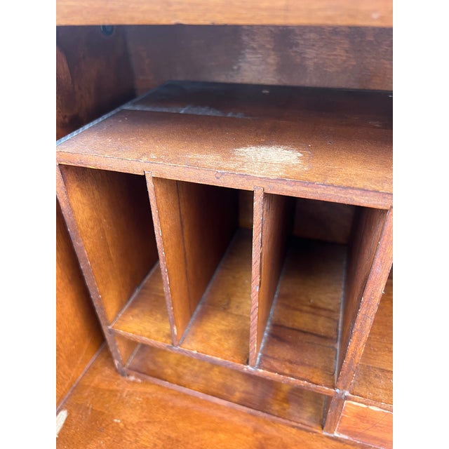 Vintage Maple Drop-Front Secretary Desk With Three Drawers For Sale - Image 9 of 12