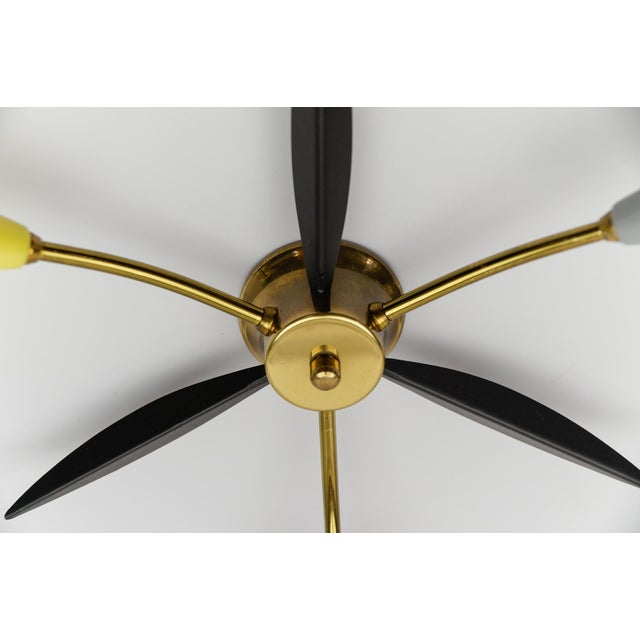 Black Mid-Century Modern Multicolored 3-Armed Brass Sputnik Lamp, 1950s For Sale - Image 8 of 10