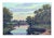 Gorgeous quiet landscape of a river with lush trees on the banks and a village in the distance. Signed and dated lower...