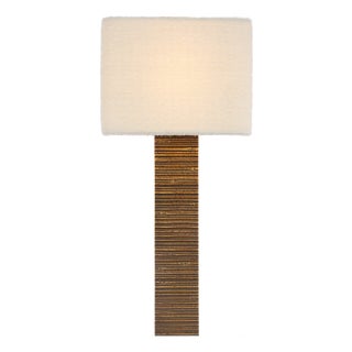Anne-Marie Barton for Visual Comfort Signature Fumar 23" Tail Sconce in Ridged Tombac with Bouclé Shade For Sale