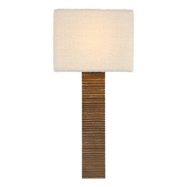 Anne-Marie Barton for Visual Comfort Signature Fumar 23" Tail Sconce in Ridged Tombac with Bouclé Shade For Sale