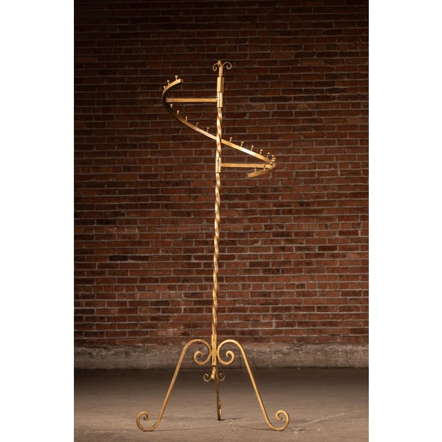 Mid 20th Century Hollywood Regency Wrought Iron Spiral Tie & Belt Display Stand For Sale - Image 4 of 8
