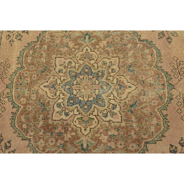 Tabriz Rug 6’2” X 9′ Pink Wool Vintage Distressed Hand-Knotted Oriental Carpet For Sale In Philadelphia - Image 6 of 15