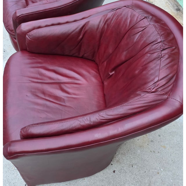 Pair of Vintage Oxblood Leathercraft Postmodern Lounge/Club Chairs For Sale - Image 14 of 14