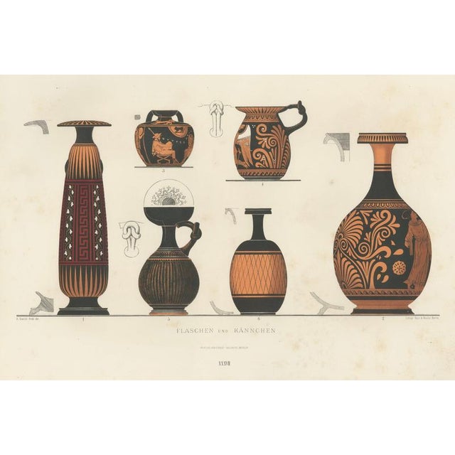 Albert Genick, Greek Bottles & Jugs with Classical Figures, 1883, Lithograph For Sale - Image 3 of 9