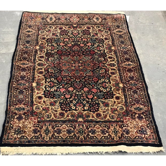 An awesome floral blue background color rug. It’s circa 1930s. It has been cleaned up by professional cleaners. It...