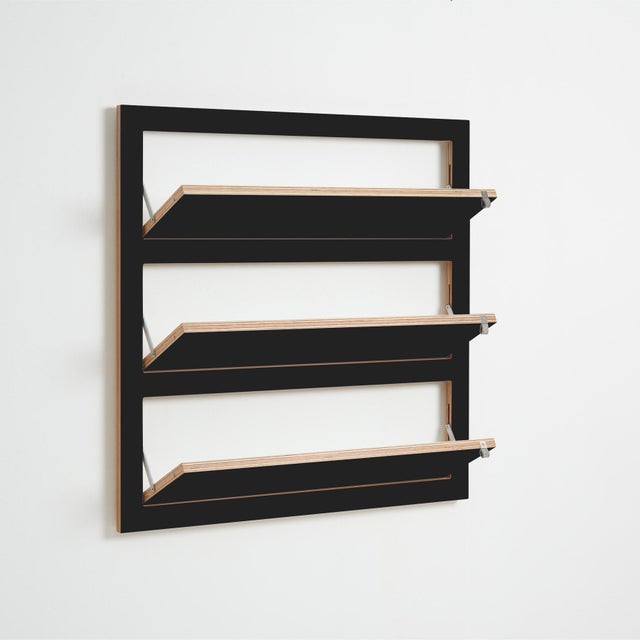 80×80-3 Fläpps Shoe Shelf in Black from Ambivalenz For Sale - Image 4 of 4