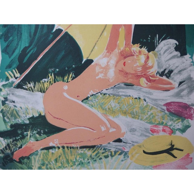 Jean-gabriel domergue young woman under the parasol, 1956 original lithograph signed in the plate on bfk rives vellum 40 x...