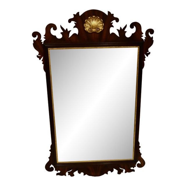 Chippendale Carved Mahogany Beveled Glass Mirror Made by Henkel Harris For Sale