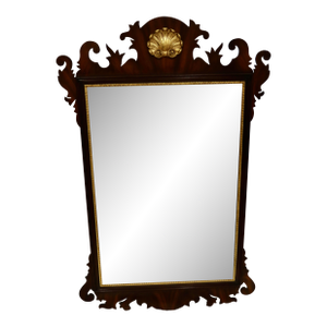 Chippendale Carved Mahogany Beveled Glass Mirror Made by Henkel Harris