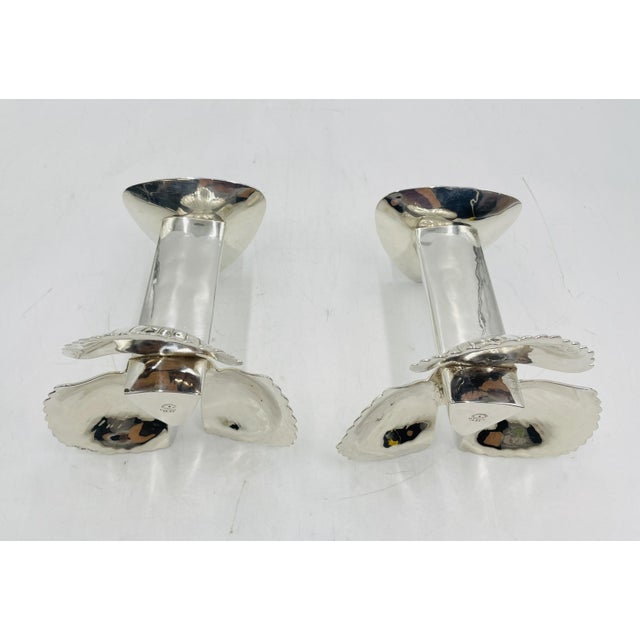1980s Pair of Silver Plated Candle Holders by Emilia Castillo, Mexican Modernism For Sale - Image 10 of 15