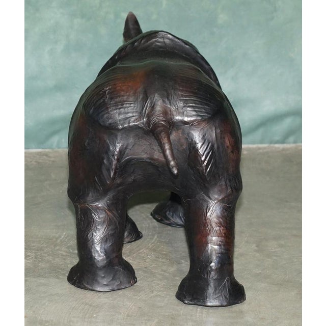 Large Antique Leather Rhino Ottoman by Dimitri Omersa for Libertys of London, 1925 For Sale - Image 16 of 18