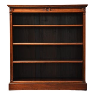 Antique Victorian Walnut Open Bookcase with Adjustable Shelves, 1880 For Sale