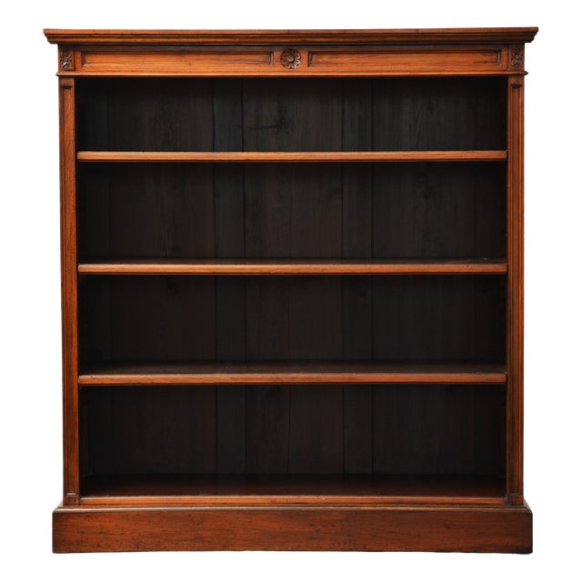 Antique Victorian Walnut Open Bookcase with Adjustable Shelves, 1880 For Sale